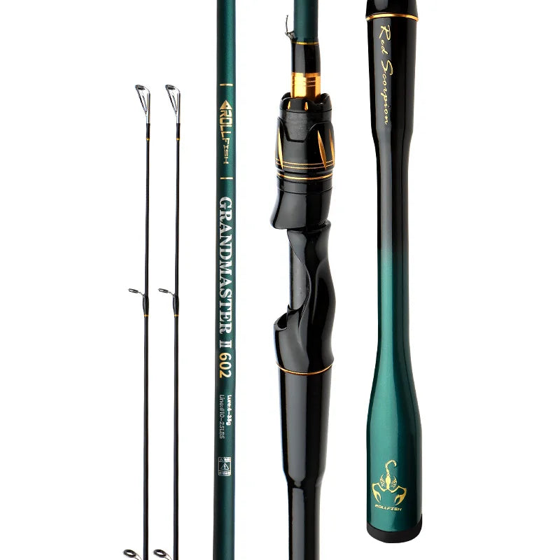 Rollfish Two Tip Spinning Casting Rod Carbon Fiber Saltwater Freshwater