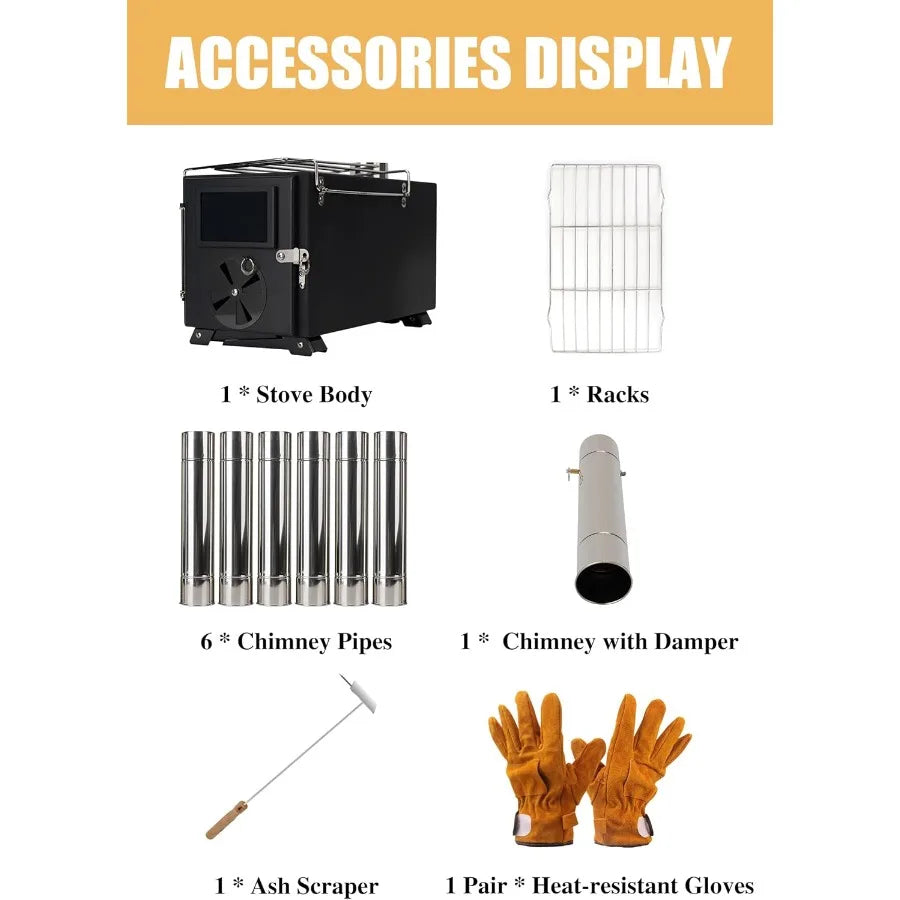 304 Stainless Steel Portable Camping Stove With WeatherResistant Chimney SystemPro