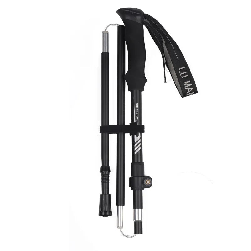 Durable Thickened Aluminum Alloy Telescopic Folding Trekking Pole Multifunctional Outdoor Mountaineering Hiking Stick for