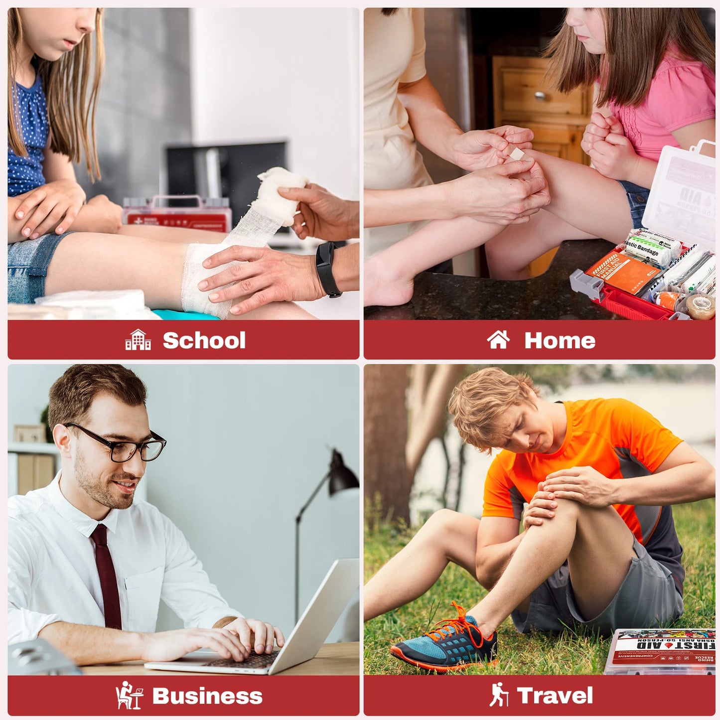 Rhino Rescue full-featured first aid kit, home and office emergency medical supplies, suitable for school, car, outdoor, travel