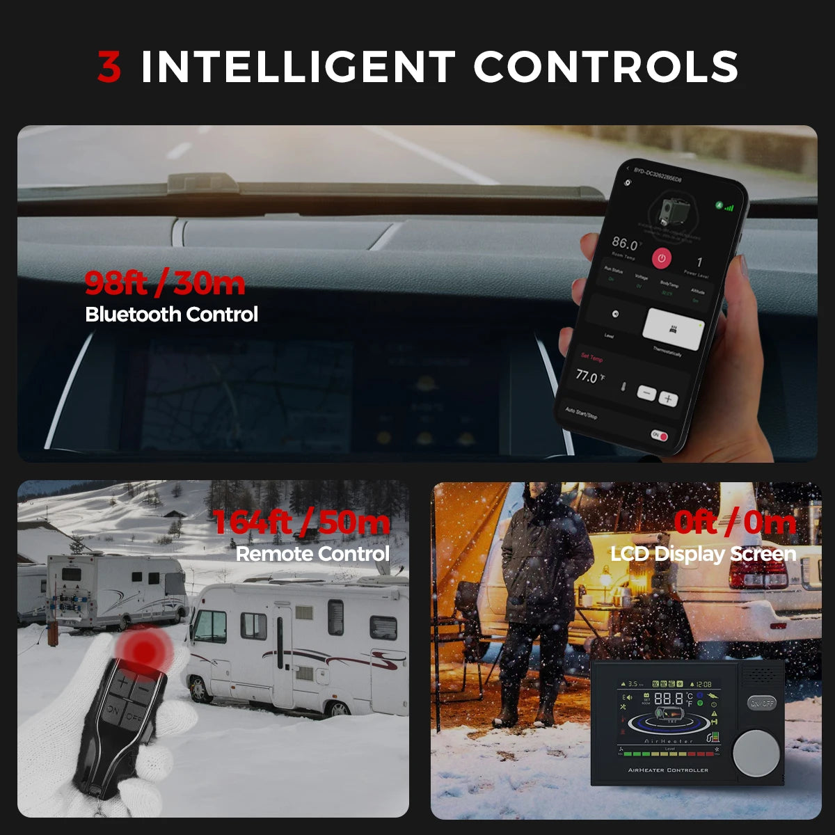 12V 24V 220V 8KW Diesel Air Heater with APP Remote Control &LCD Monitor Parking Night heater for Car RV  Camper Tent Garage Home