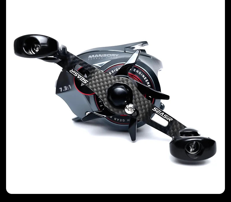 Seasir Mansory Baitcasting Fishing Reel 146g Ultralight Carbon 11+1 7.3:1 HS Ratio Hybrid Ceramic Bearing Double Spools Seawater