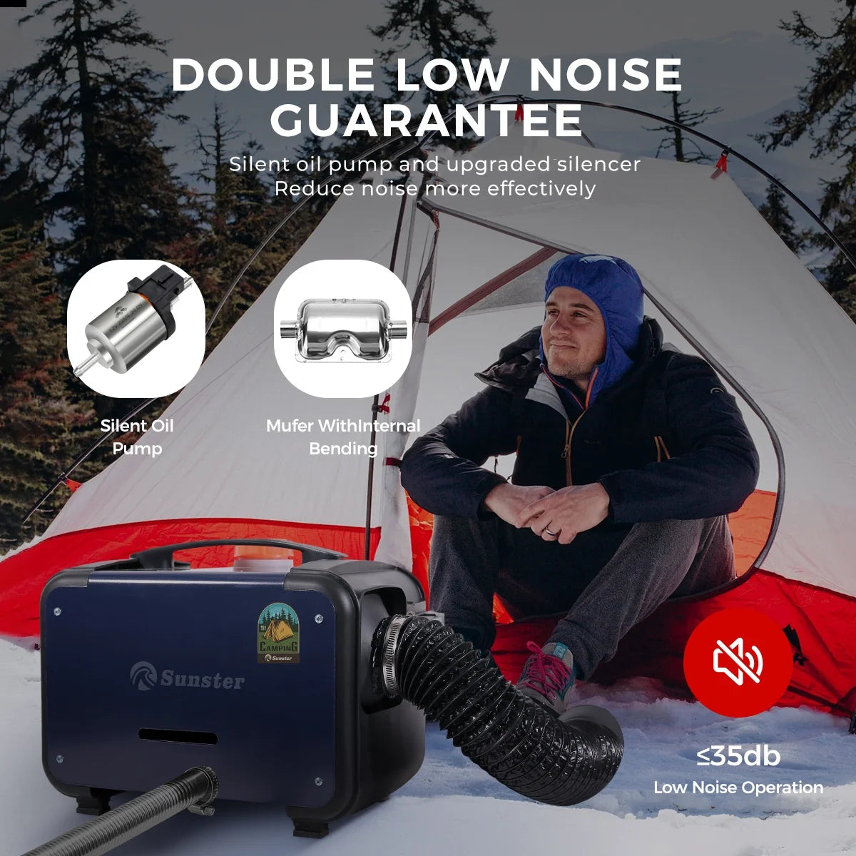 Sunster 8KW 12V&24V&110-240V Portable Diesel Air Heater APP Control Ultra quiet Night Parking Heater for RV car campervan tent