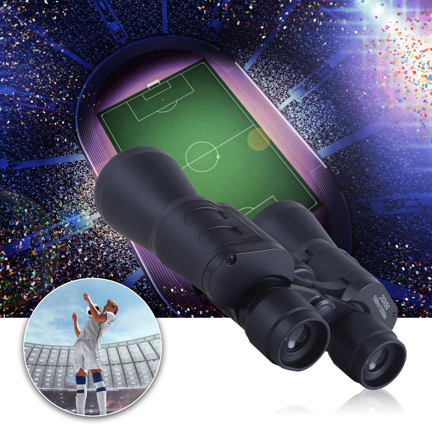 Military Zoom Binoculars High Power 20x50 Low Light Night Vision/Daily Waterproof Telescopio Long Range with Case for Adults