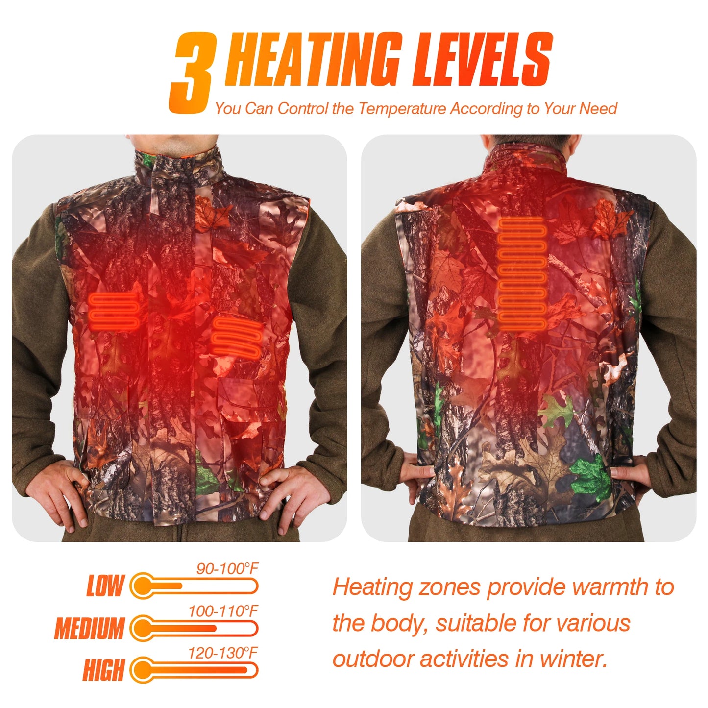 Camouflage Graphene Heated Vest Warm Sleeveless Jacket Winter USB Electric Thermal Vest Heating Outdoor Hunting Vest Coat