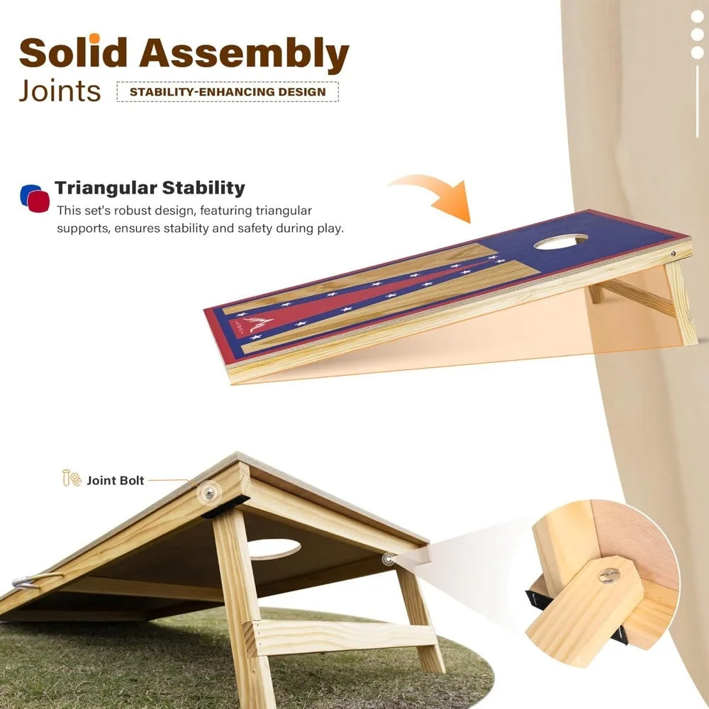 Hot-Sell!Outdoors Cornhole Board Set, Choose Between 4 x 2 Feet or 3 x 2 Feet Game Boards Includes 8 Corn Hole Toss Bags-Popular