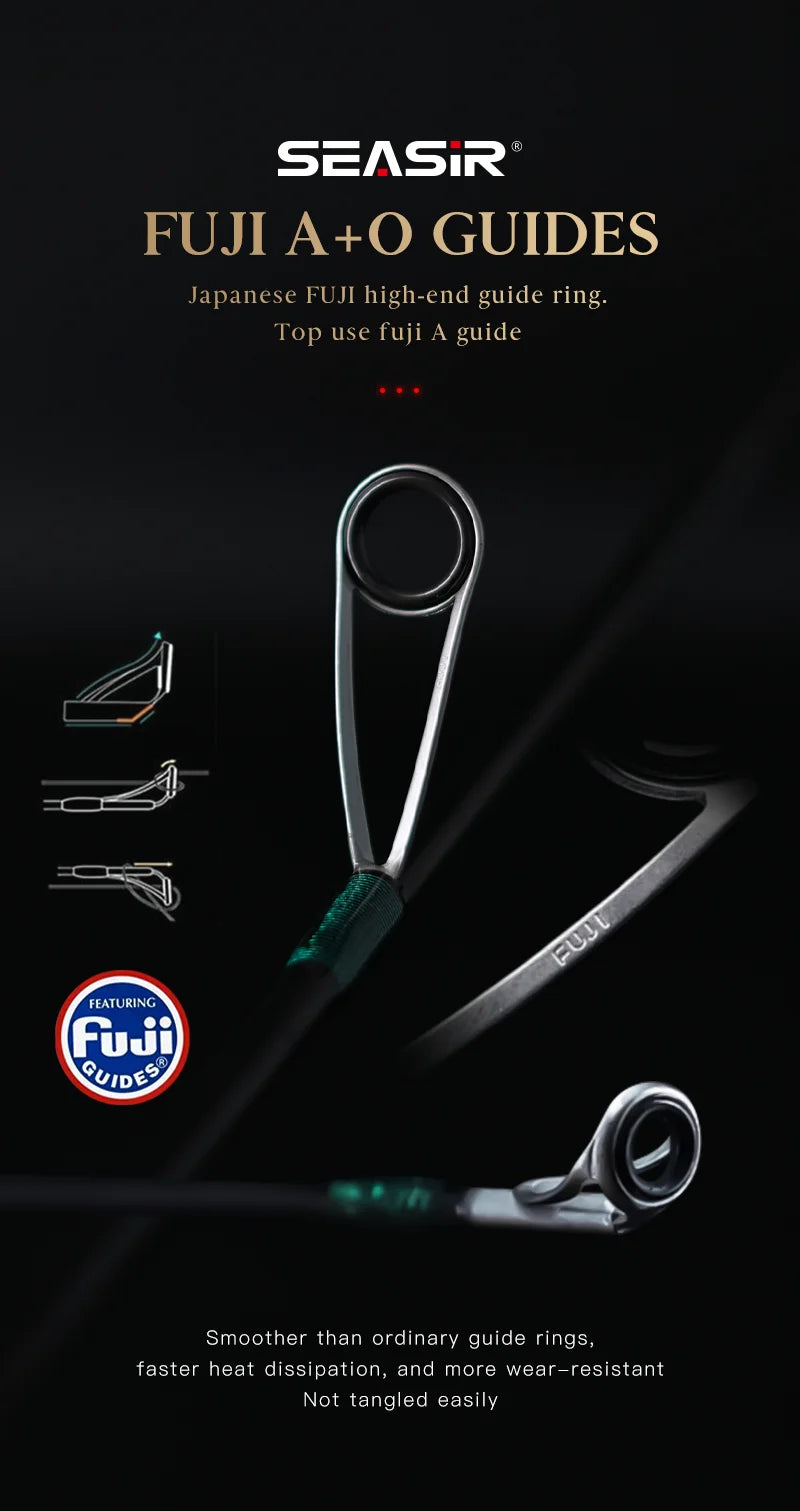 Seasir Stream Spining Baitcasting Fihsing Rods Ultralight Carbon Solid Wood Handle  Fuji A+O 40T Carbon Cloth  Lure Weight 1-10g