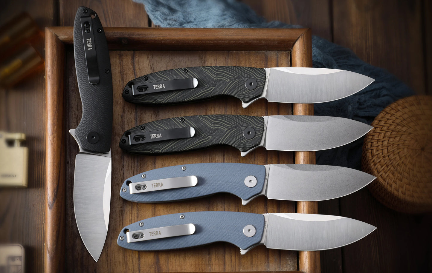 Petrified Fish Original PFB01 Micarta Handle Ceramic Bearing D2 Steel Blade Folding Knife Outdoor Survival Cutting EDC Tool