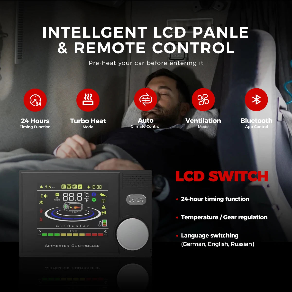 Sunster 8KW 12V&24V&110-240V Portable Diesel Air Heater APP Control Ultra quiet Night Parking Heater for RV car campervan tent