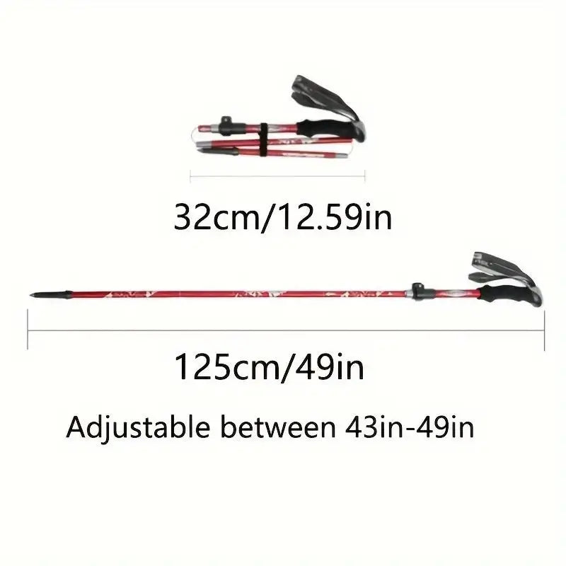 Five-Section Lightweight Aluminum Trekking Cane for Men Women 7075 Aluminum High-Density EVA Grip Durable Outer Lock Foldable