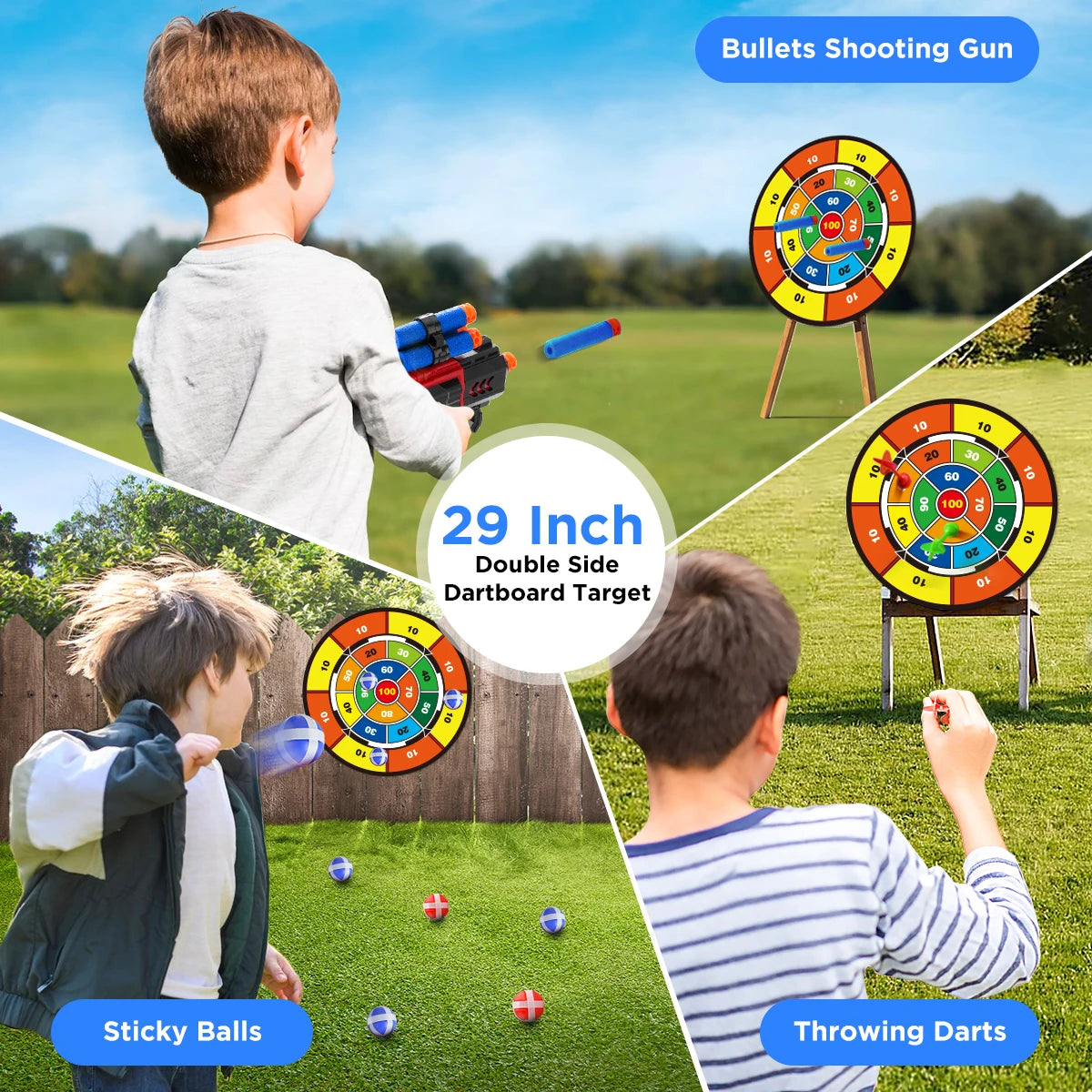 VATOS 2X Bow Arrow + Guns Toy For Kids LED Light Up Archery with Suction Cup Stand Target Dart Board Indoor Outdoor Game Toys