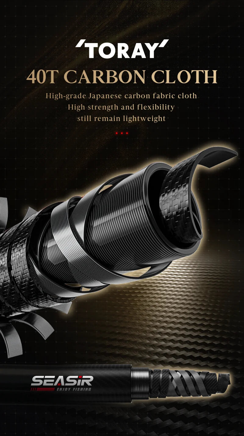 Seasir Stream Spining Baitcasting Fihsing Rods Ultralight Carbon Solid Wood Handle  Fuji A+O 40T Carbon Cloth  Lure Weight 1-10g