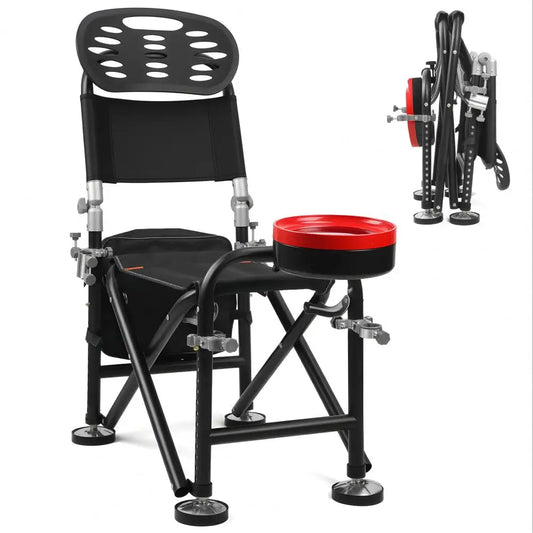 13 Gear Rise Fall 21cm Adjustment Fishing Chair with Backrest Rod Holder Folding Fishing Deck Chair Fisherman Gift