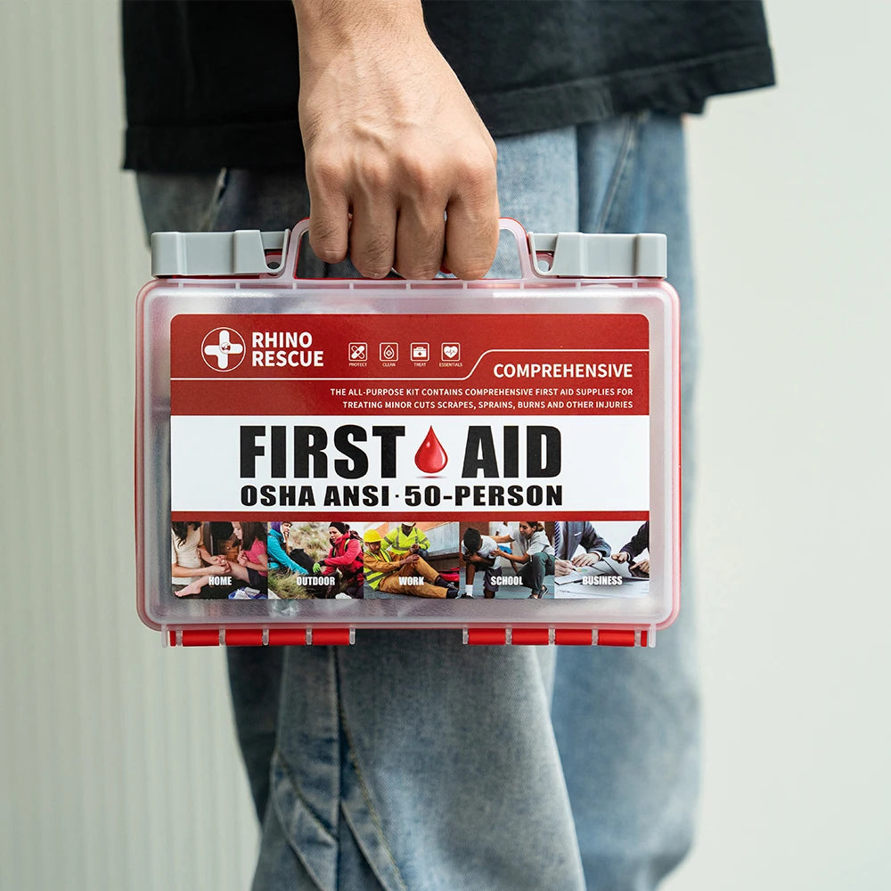 Rhino Rescue full-featured first aid kit, home and office emergency medical supplies, suitable for school, car, outdoor, travel