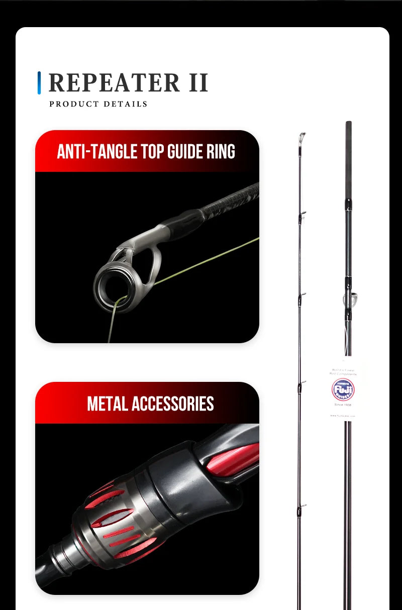 Seasir Repeater Spining&Casting Fihsing Rod Fuji-O Guide Rings Carbon High Sensitivity 2A Grade Cork Handle 6Kg Super Drag