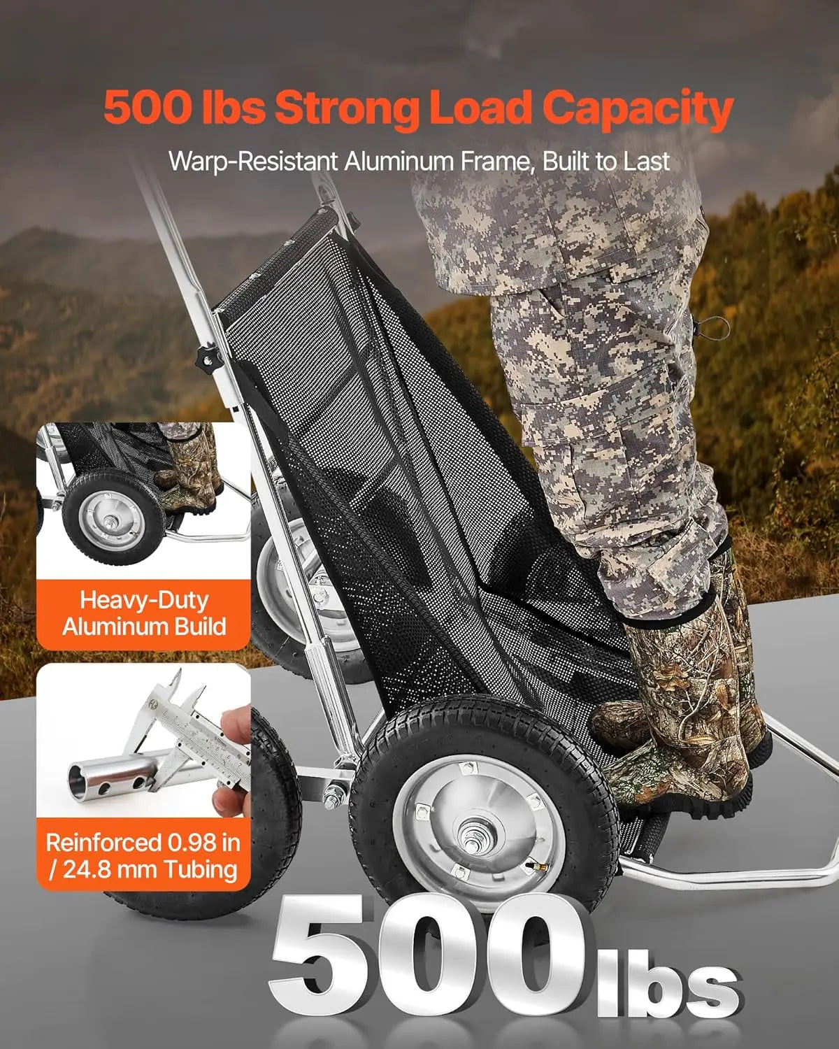 XMSJ 500 lb Hunting Game Cart All Terrain Foldable Hauler