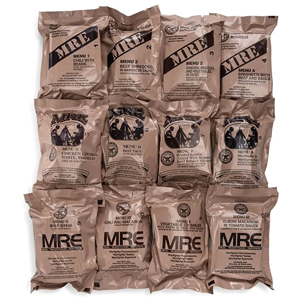 1 Unit 24ct Military Surplus MREs – Meals Ready to Eat 2021,Inspect A+B Case Bundle,Menus 1-24 – for Camping, Hiking,Emergencies