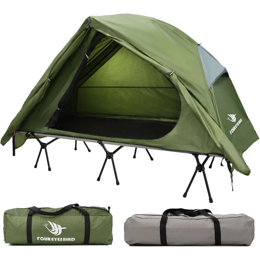 4-in-1 Camping Cot Tent, Foldable Elevated Tent Set for 1 Person to Use, Elevated Camping Bed Tent for Outdoor Hiking, Camping
