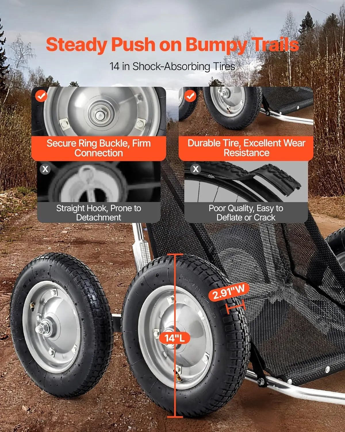 XMSJ 500 lb Hunting Game Cart All Terrain Foldable Hauler