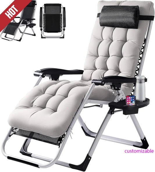 Padded Zero Gravity Chair, Lounge Chair with Removable Cushion & Tray，Recliner Chair for Lawn，Indoor and Outdoor