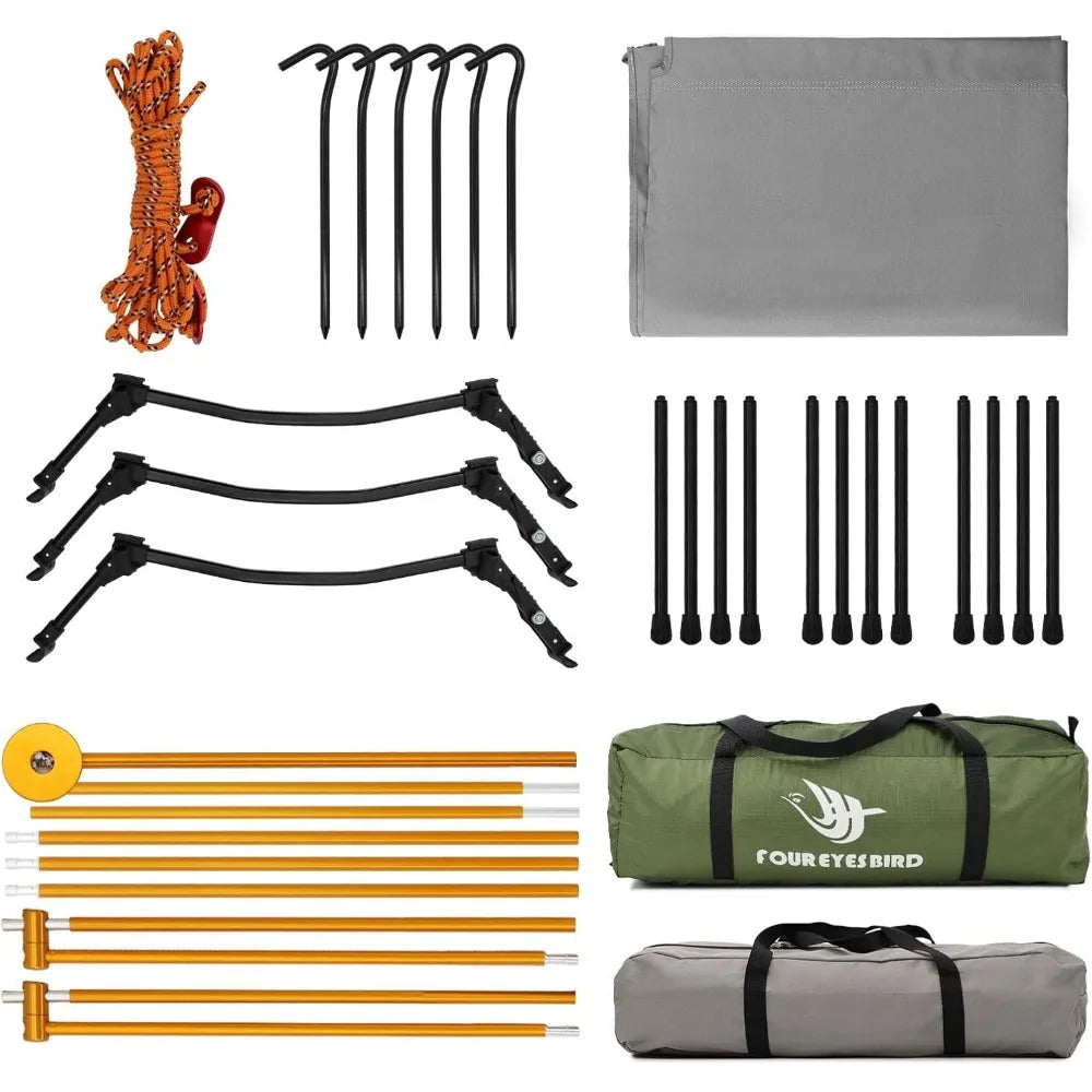 4-in-1 Camping Cot Tent, Foldable Elevated Tent Set for 1 Person to Use, Elevated Camping Bed Tent for Outdoor Hiking, Camping