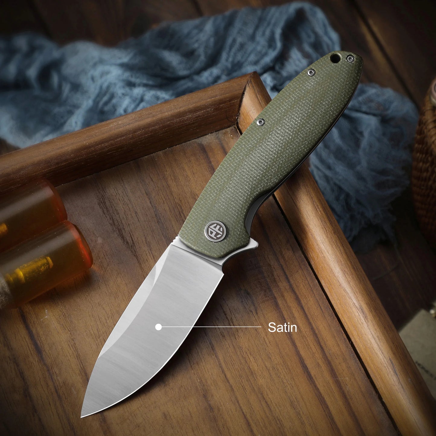 Petrified Fish Original PFB01 Micarta Handle Ceramic Bearing D2 Steel Blade Folding Knife Outdoor Survival Cutting EDC Tool