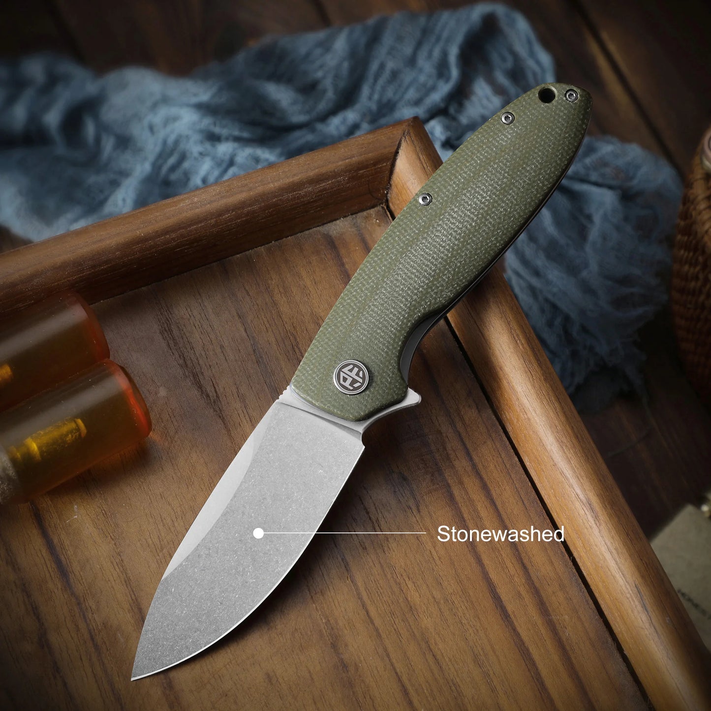 Petrified Fish Original PFB01 Micarta Handle Ceramic Bearing D2 Steel Blade Folding Knife Outdoor Survival Cutting EDC Tool