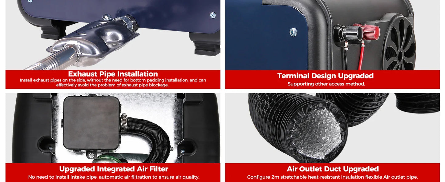 Sunster 8KW 12V&24V&110-240V Portable Diesel Air Heater APP Control Ultra quiet Night Parking Heater for RV car campervan tent