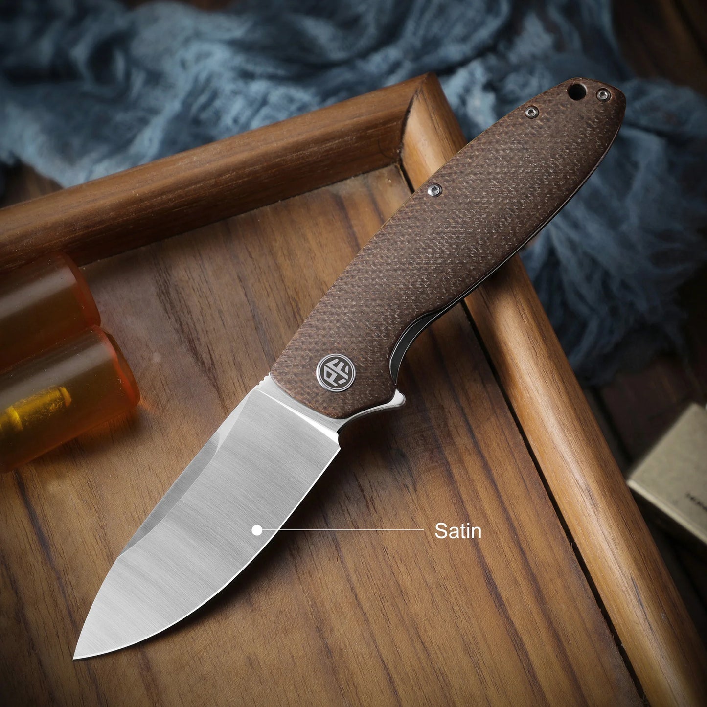 Petrified Fish Original PFB01 Micarta Handle Ceramic Bearing D2 Steel Blade Folding Knife Outdoor Survival Cutting EDC Tool