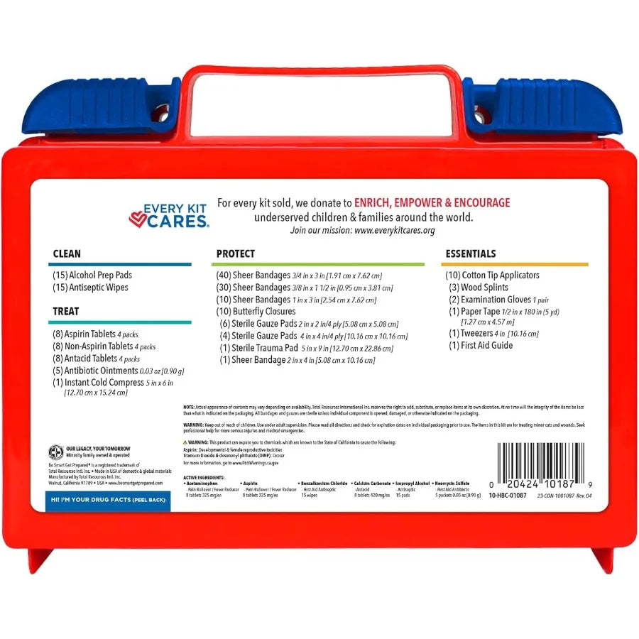 180 Piece First Aid Kit for Comprehensive Care: Ideal for Home Office Car School Business Travel Emergency Situations Survival