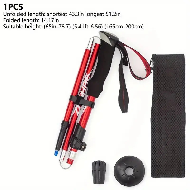 Five-Section Lightweight Aluminum Trekking Cane for Men Women 7075 Aluminum High-Density EVA Grip Durable Outer Lock Foldable