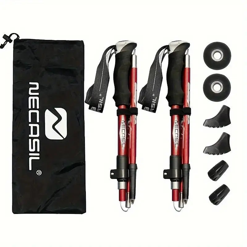 Five-Section Lightweight Aluminum Trekking Cane for Men Women 7075 Aluminum High-Density EVA Grip Durable Outer Lock Foldable