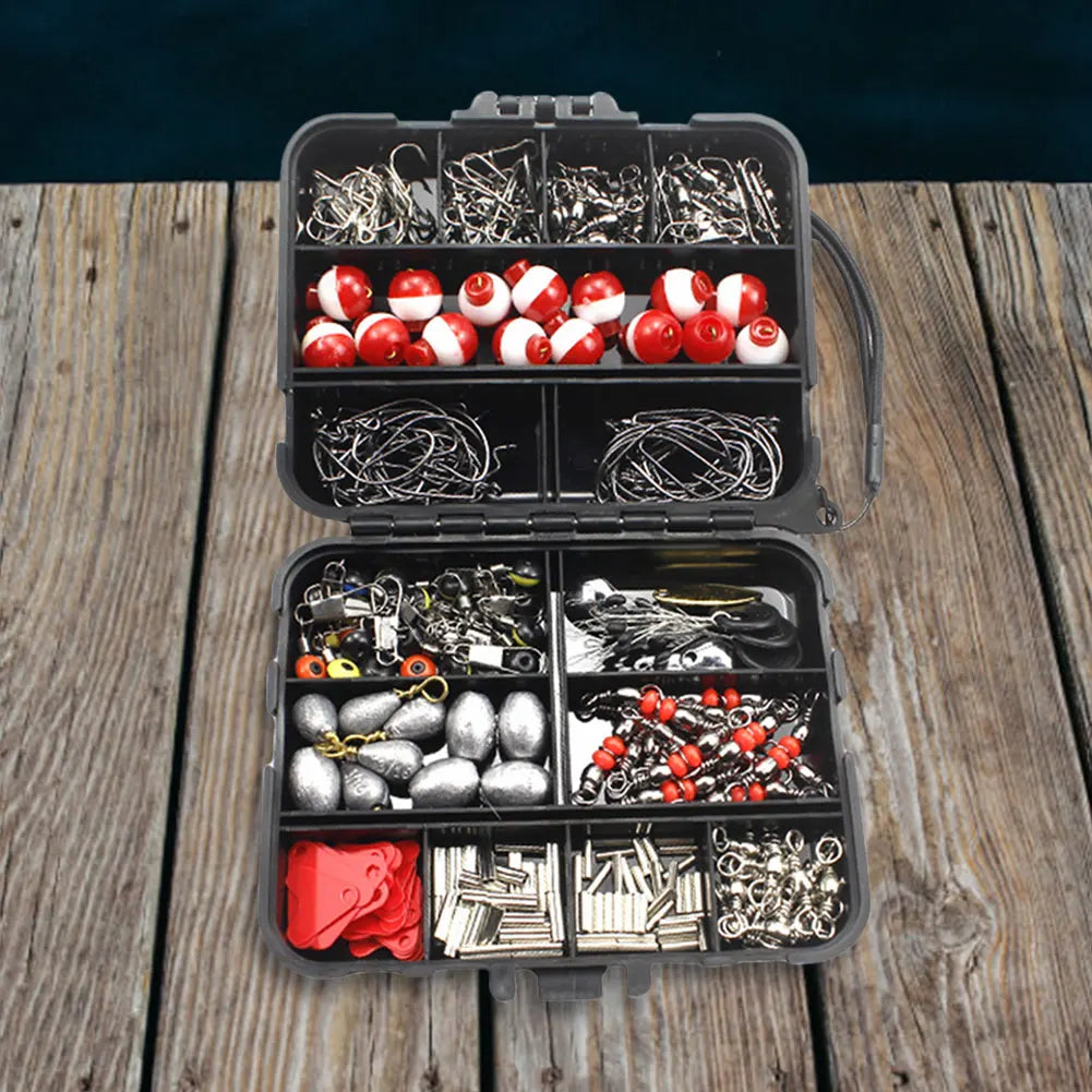 267pcs Fishing Tools Accessories Kit Set with Fishing Box Fish Hooks Bait Parts Sinkers Outdoor Fishing Accessories Set