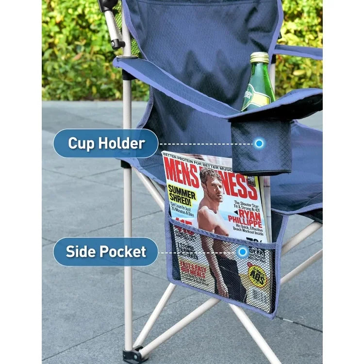 Popular Beach Chair with Canopy Shade, Folding Camping Chair with Canopy with Cup Holder, Side Pocket for Camp, Beach, Tailgates