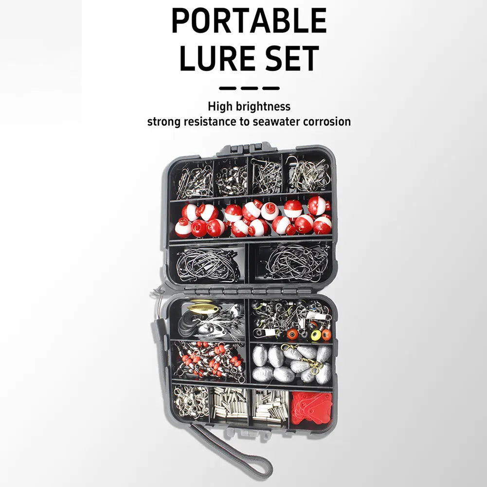 267pcs Fishing Tools Accessories Kit Set with Fishing Box Fish Hooks Bait Parts Sinkers Outdoor Fishing Accessories Set