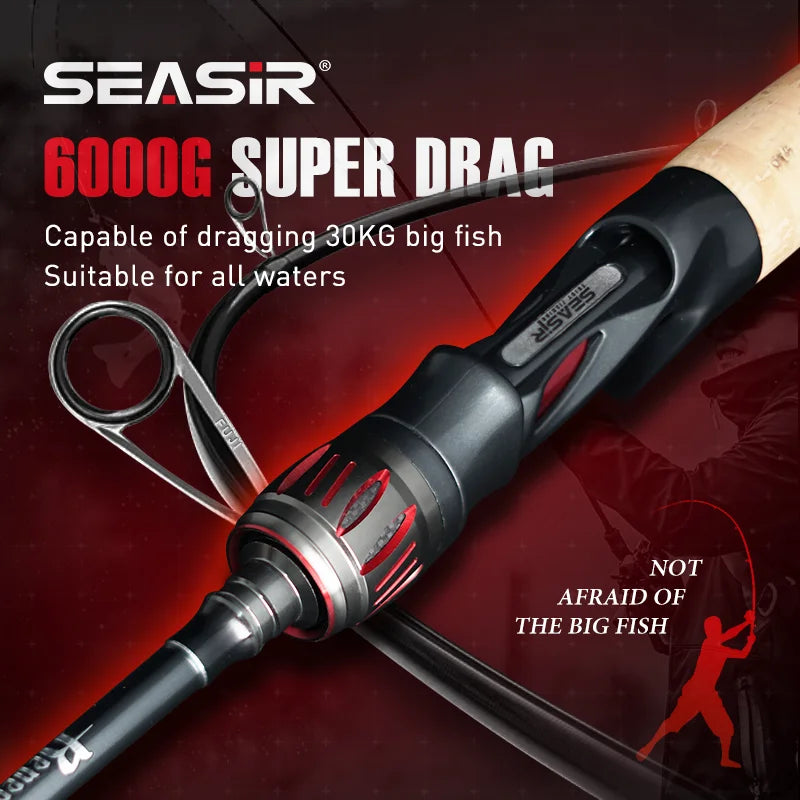 Seasir Repeater Spining&Casting Fihsing Rod Fuji-O Guide Rings Carbon High Sensitivity 2A Grade Cork Handle 6Kg Super Drag