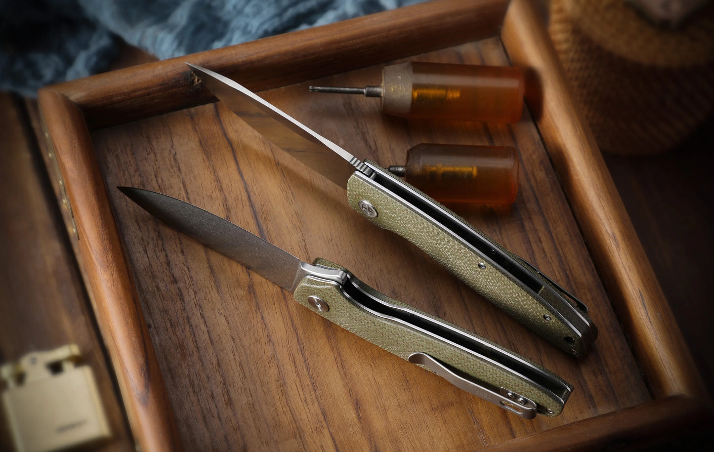 Petrified Fish Original PFB01 Micarta Handle Ceramic Bearing D2 Steel Blade Folding Knife Outdoor Survival Cutting EDC Tool