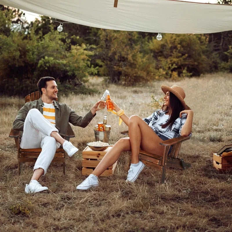 Folding Adirondack Chair Set of 4, Wood Adirondack Chairs for Outdoor, Foldable Fire Pit Chairs for Patio, BBQ, Porch, Ya