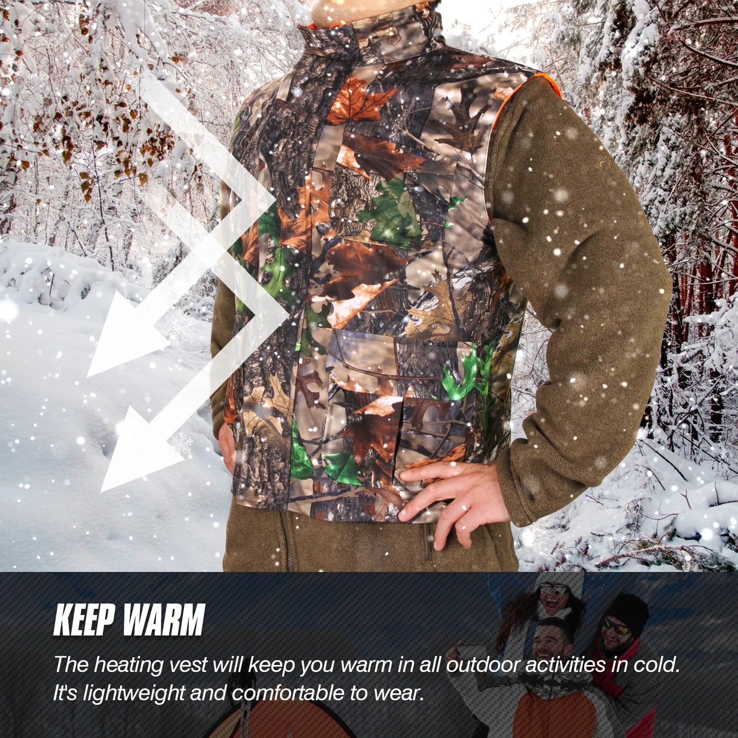 Camouflage Graphene Heated Vest Warm Sleeveless Jacket Winter USB Electric Thermal Vest Heating Outdoor Hunting Vest Coat