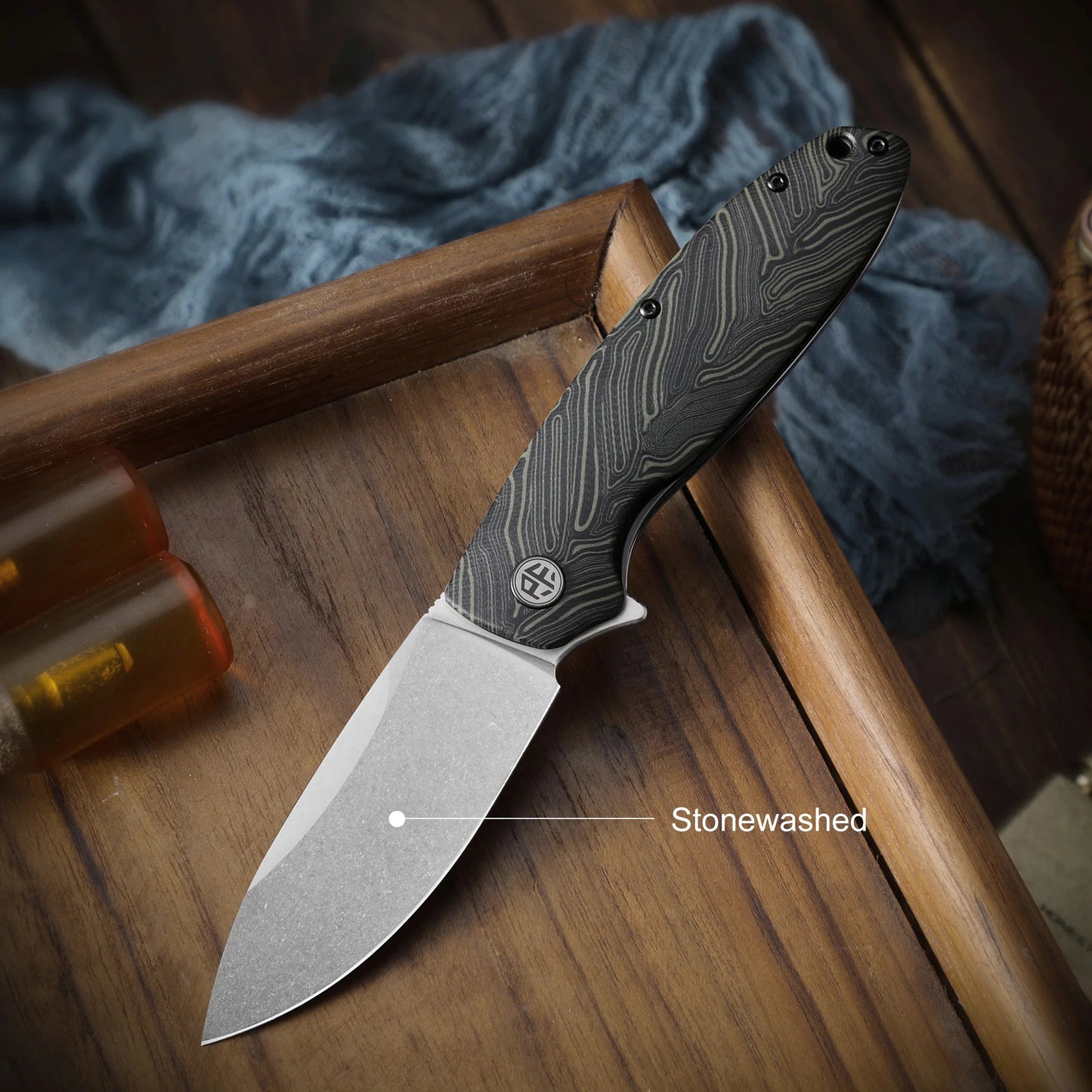 Petrified Fish Original PFB01 Micarta Handle Ceramic Bearing D2 Steel Blade Folding Knife Outdoor Survival Cutting EDC Tool