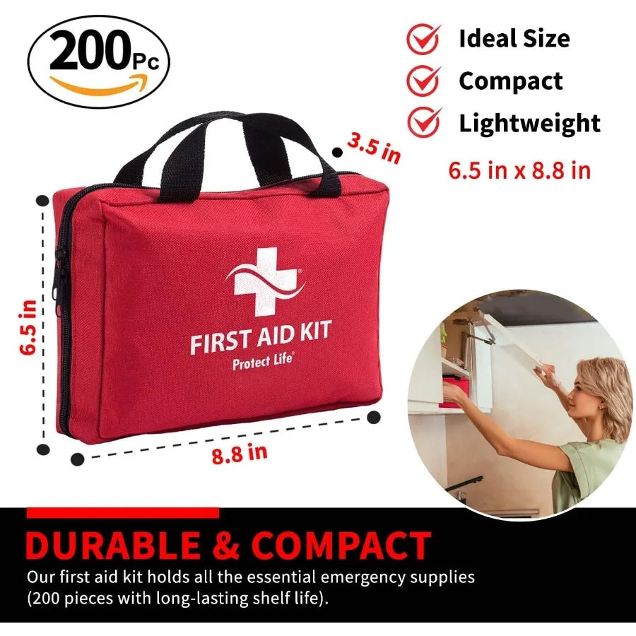 Comprehensive Emergency First Aid Kit for Office School and Commercial Settings with 200 Essential Medical Supplies Ideal for B