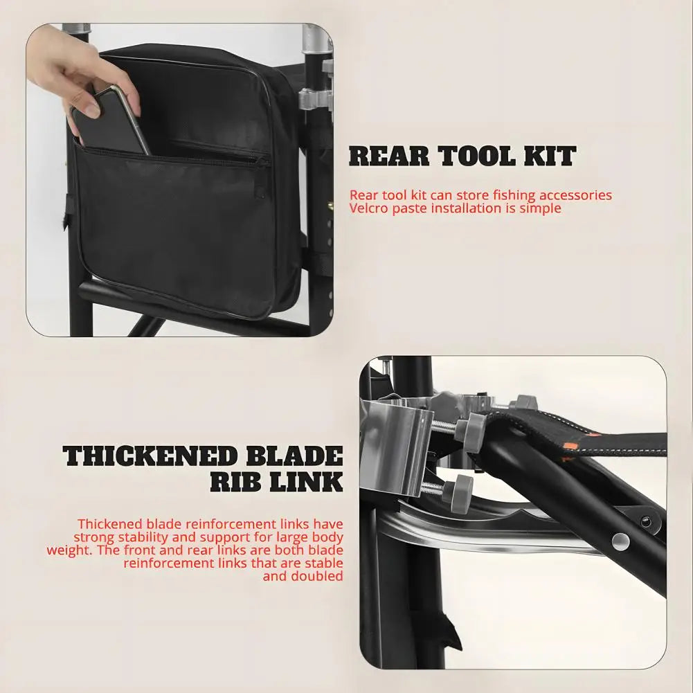 13 Gear Rise Fall 21cm Adjustment Fishing Chair with Backrest Rod Holder Folding Fishing Deck Chair Fisherman Gift