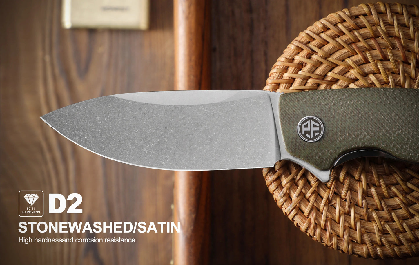 Petrified Fish Original PFB01 Micarta Handle Ceramic Bearing D2 Steel Blade Folding Knife Outdoor Survival Cutting EDC Tool