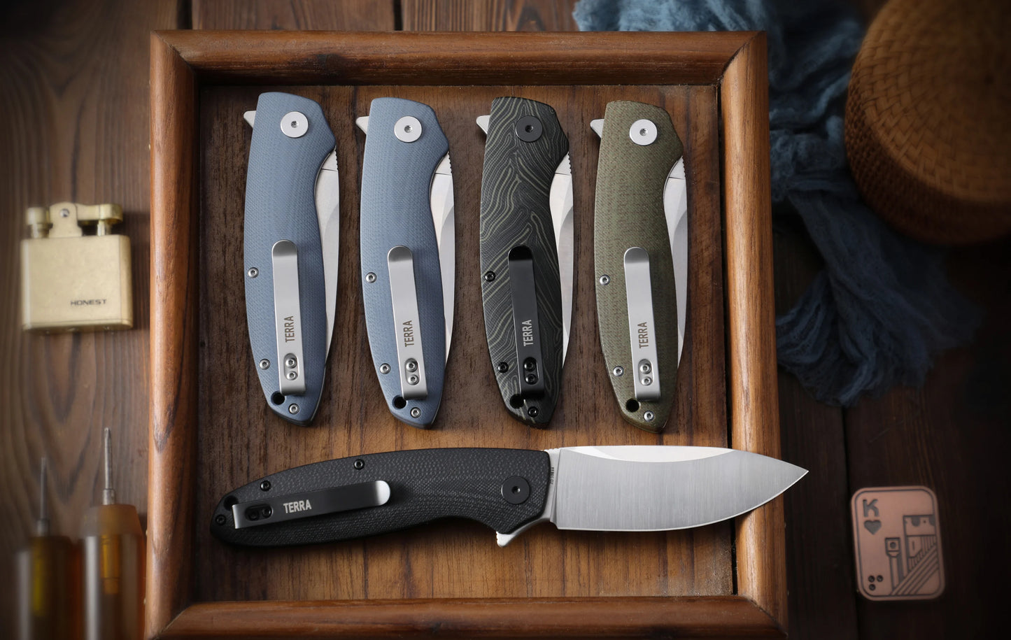 Petrified Fish Original PFB01 Micarta Handle Ceramic Bearing D2 Steel Blade Folding Knife Outdoor Survival Cutting EDC Tool