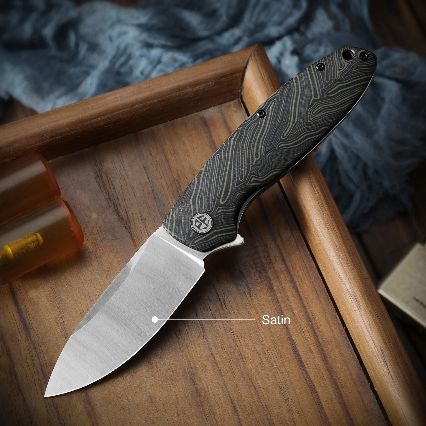 Petrified Fish Original PFB01 Micarta Handle Ceramic Bearing D2 Steel Blade Folding Knife Outdoor Survival Cutting EDC Tool