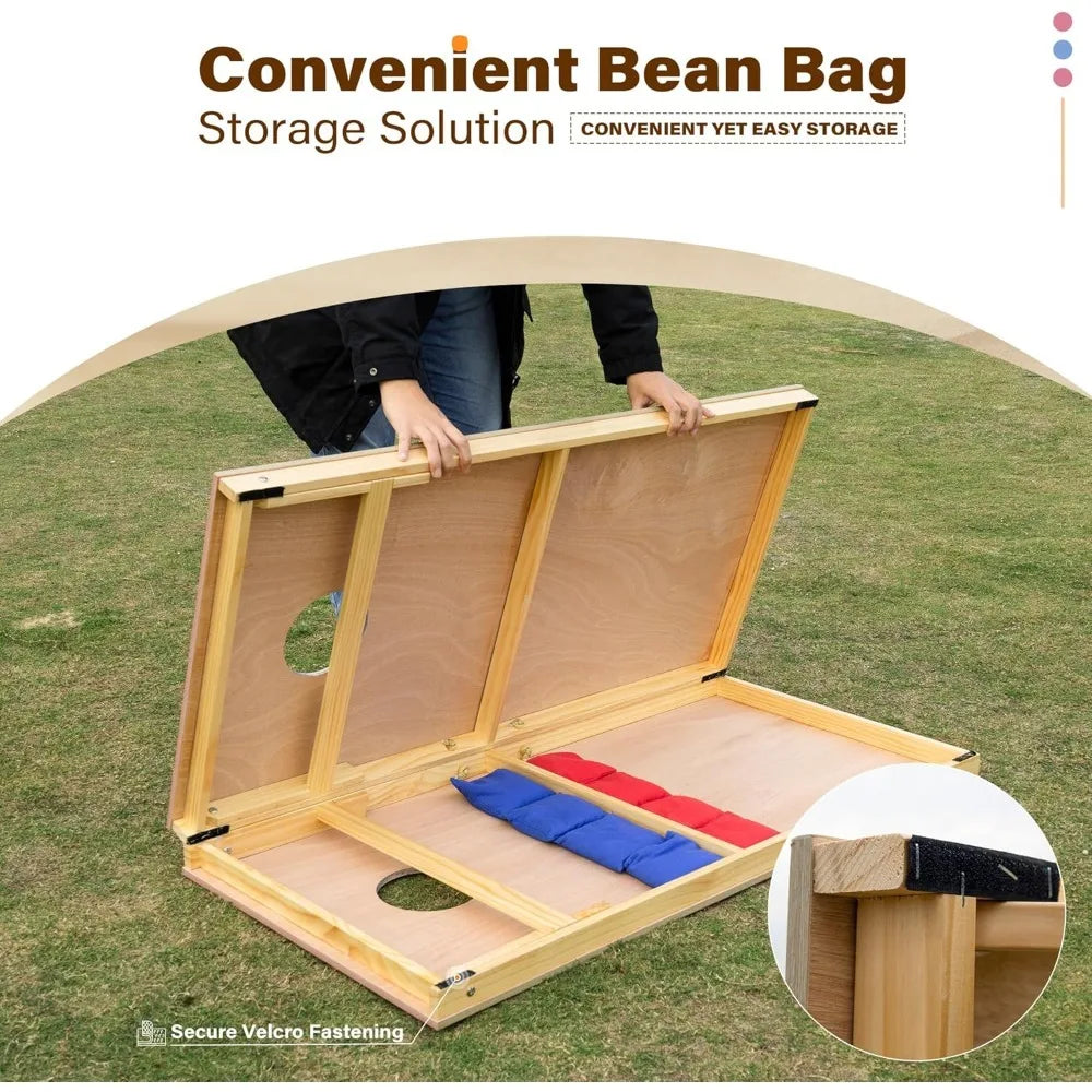 Hot-Sell!Outdoors Cornhole Board Set, Choose Between 4 x 2 Feet or 3 x 2 Feet Game Boards Includes 8 Corn Hole Toss Bags-Popular