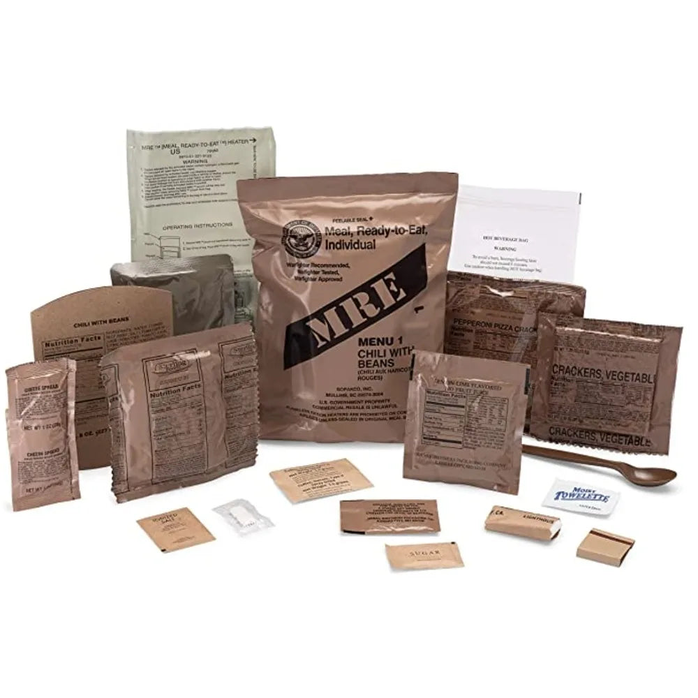1 Unit 24ct Military Surplus MREs – Meals Ready to Eat 2021,Inspect A+B Case Bundle,Menus 1-24 – for Camping, Hiking,Emergencies