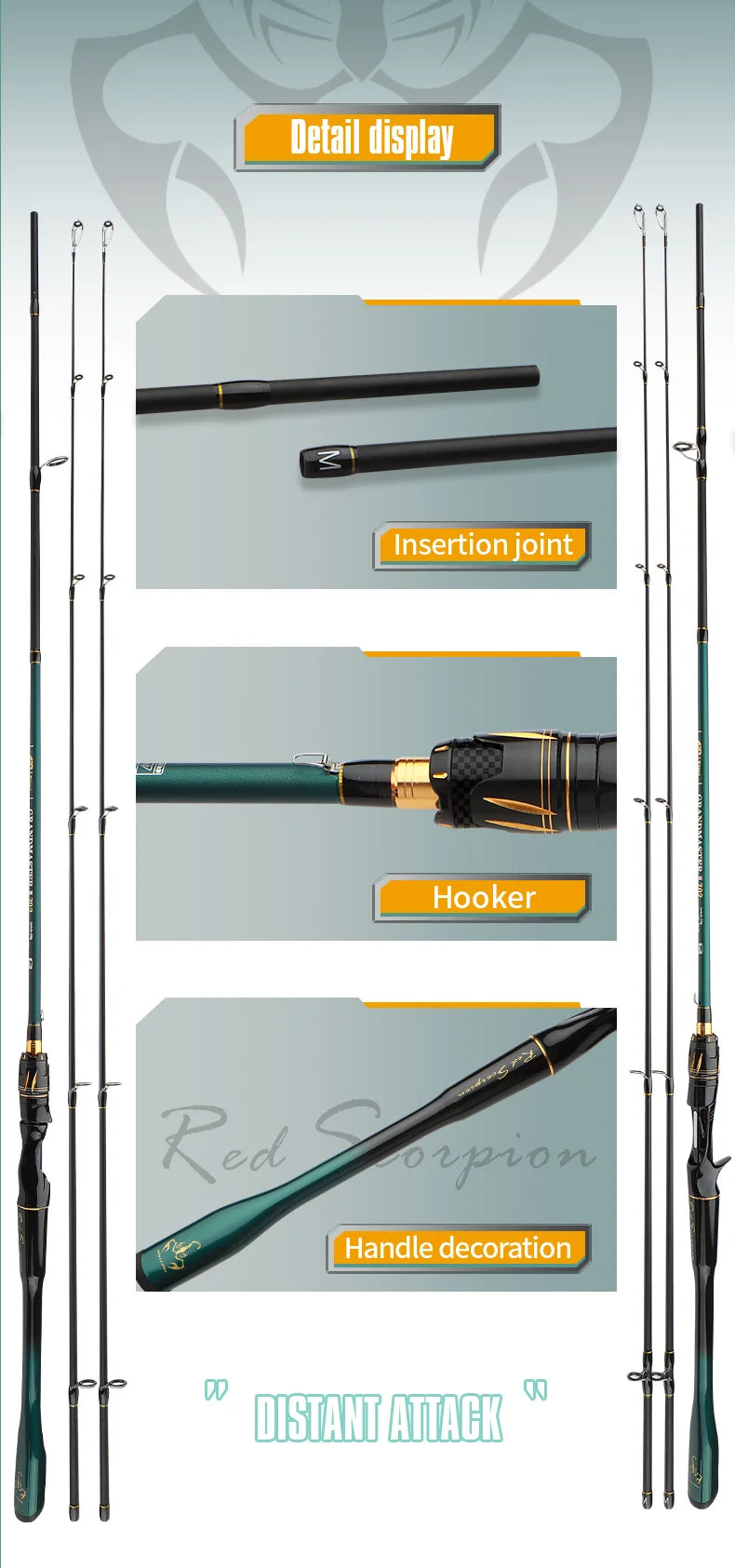 ROLLFISH 2 Tips Spinning/Casting Lure Fishing Rod Carbon Fiber Fishing Rod 1.8-2.7M for Saltwater Freshwater Bass Fishing