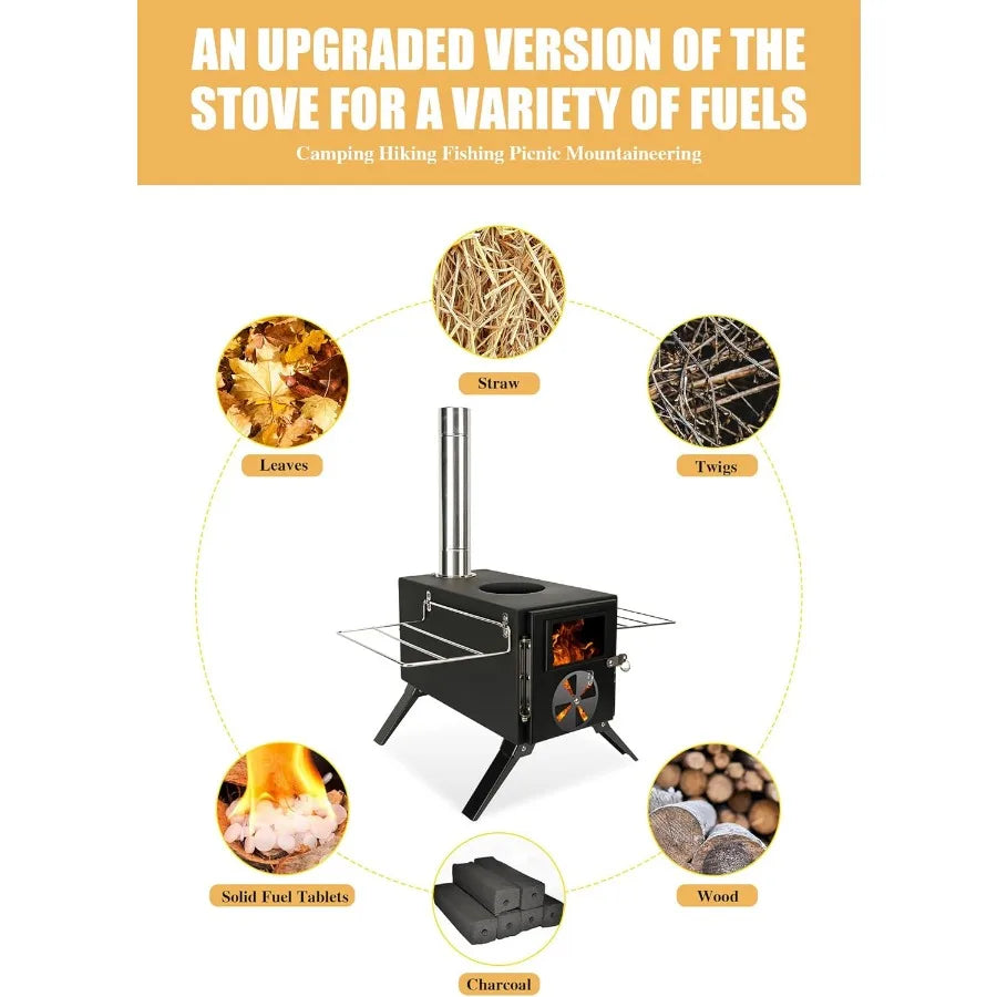 304 Stainless Steel Portable Camping Stove With WeatherResistant Chimney SystemPro