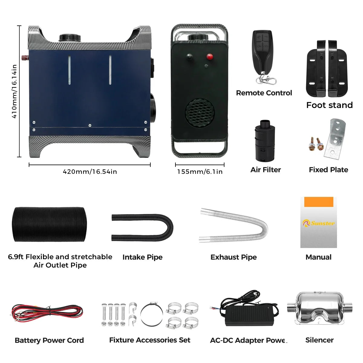12V 24V 220V 8KW Diesel Air Heater with APP Remote Control &LCD Monitor Parking Night heater for Car RV  Camper Tent Garage Home